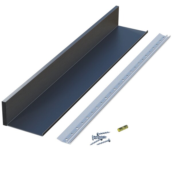 Designs Of Distinction 4"W x 24"L Aluminum Slimline Channel Shelf - Flat Black 01CHSHLF0424WR1 - main
